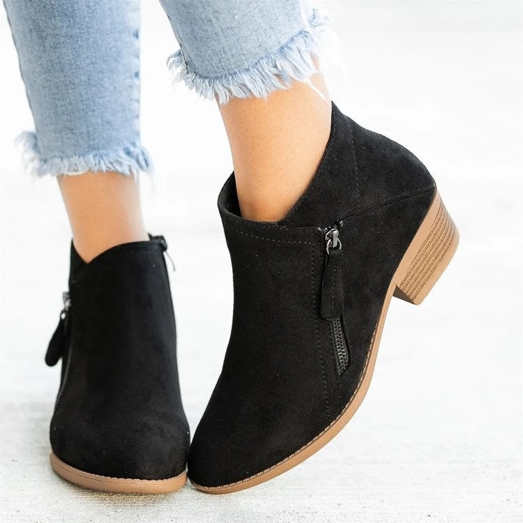 Premium Winter Boots Suede Fashion Women's Shallow Mouth Pointed Nude Boots