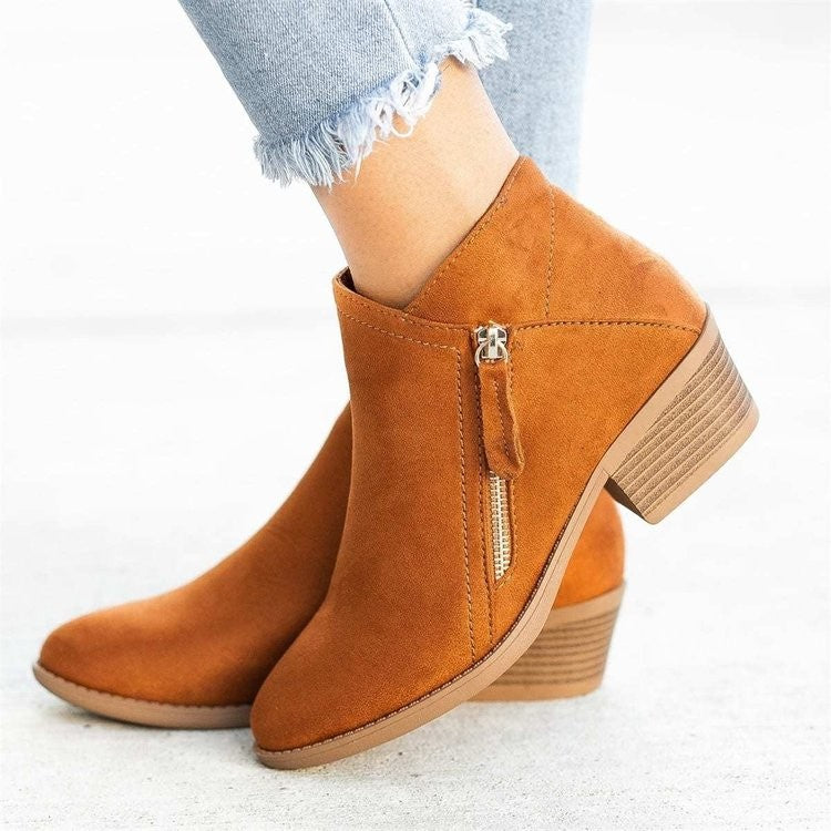 Premium Winter Boots Suede Fashion Women's Shallow Mouth Pointed Nude Boots