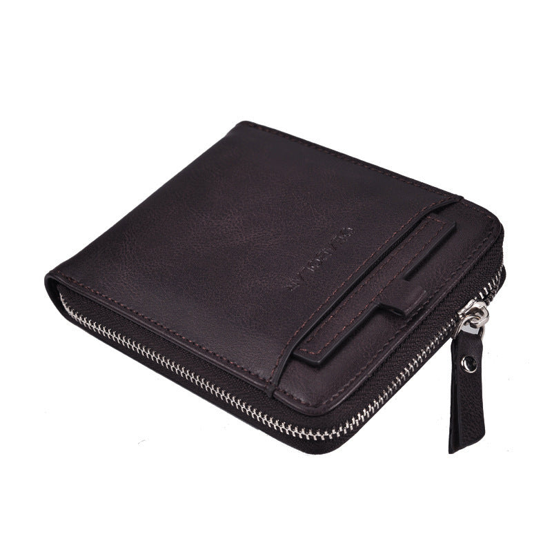 Mens Retro Multi-Card Zipper Wallet