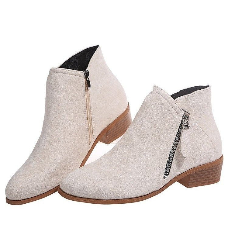 Premium Winter Boots Suede Fashion Women's Shallow Mouth Pointed Nude Boots