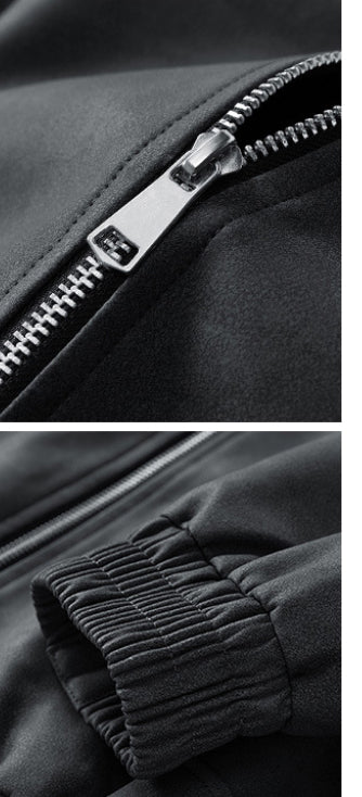 higher Men's Suede Couple's Windbreaker Antique Brown Lapel Jacket