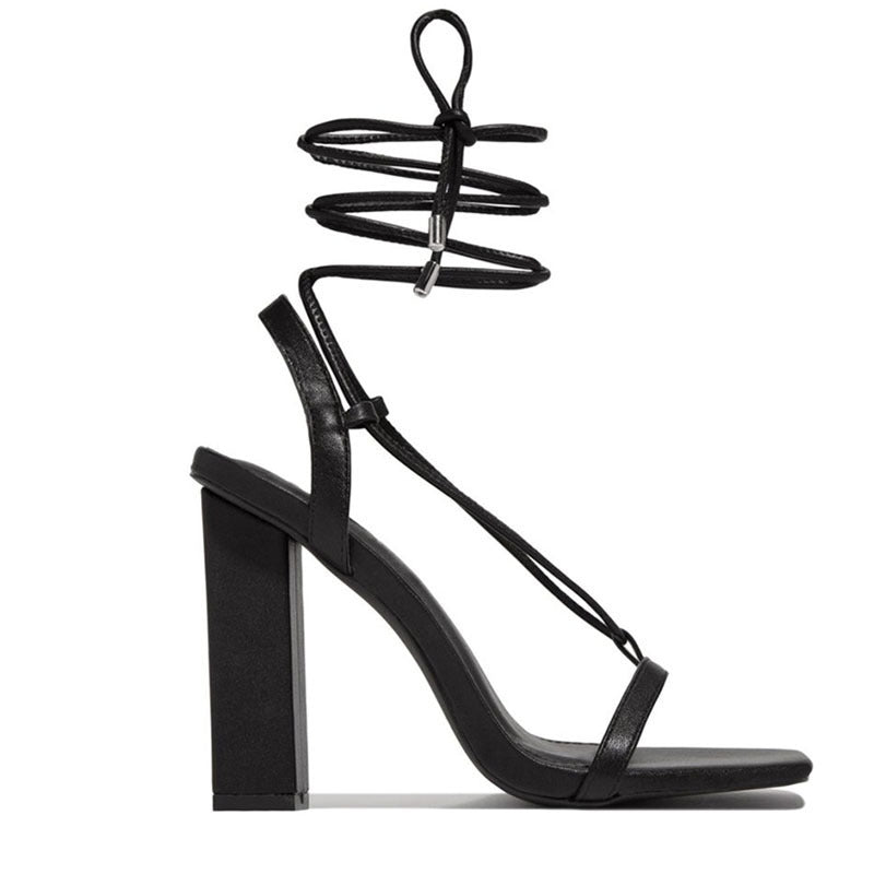 Rich Women's Square Toe High Heel Strappy Sandals