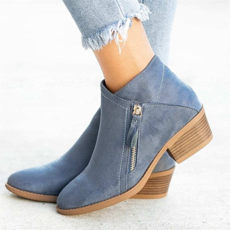 Premium Winter Boots Suede Fashion Women's Shallow Mouth Pointed Nude Boots