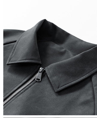 higher Men's Suede Couple's Windbreaker Antique Brown Lapel Jacket